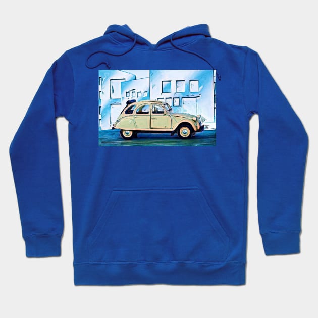 French Car 2CV Hoodie by DeVerviers